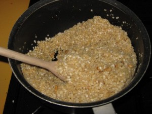 Mixing in the Quinoa Flakes